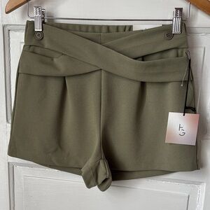 HAPPILY GREY CRISS CROSS TROUSER SHORTS